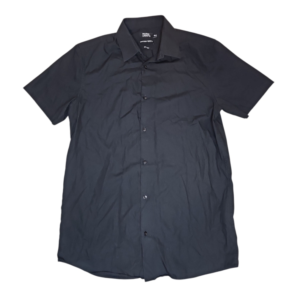 Galeries Lafayette Men’s Black Button-Up Shirt Size 39/40 – 100% Cotton Reg Fit